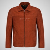 OLD GLORY Men's Nubuck Leather Jacket Classic Leather Blouson Jacket