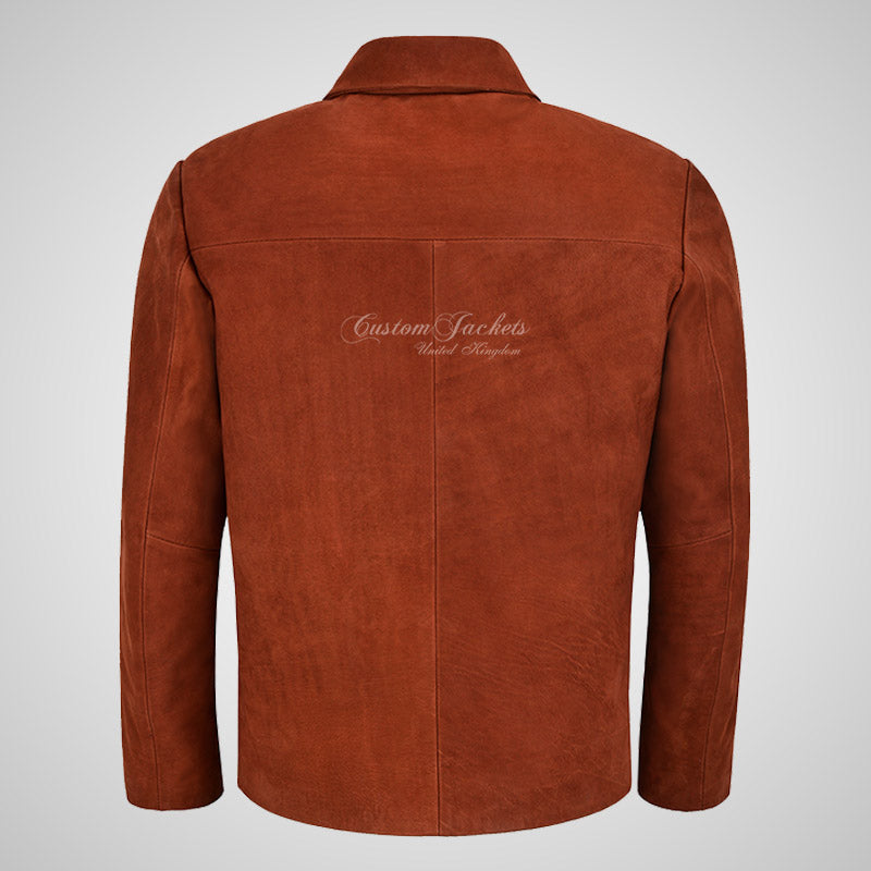 OLD GLORY Men's Nubuck Leather Jacket Classic Leather Blouson Jacket