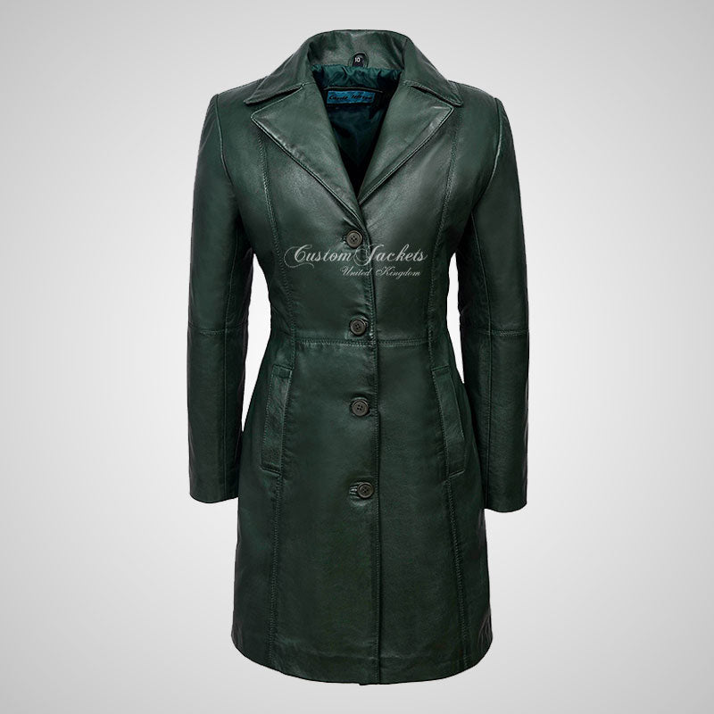 MIDDLETON Ladies Leather Coat Casual Long Blouson Jacket