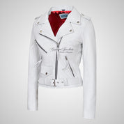 Ladies BRANDO Style Biker Leather Jacket Soft Leather Jacket