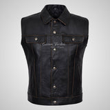 WEST Trucker Leather Gilet Vest Sleeveless Jacket Leather Waistcoat