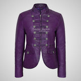 MILITARY Style Ladies Short Studded Leather Jacket Lambskin Leather