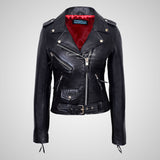 Ladies BRANDO Style Biker Leather Jacket Soft Leather Jacket