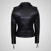 BRANDO Style Ladies Biker Leather Jacket Moto Leather Jacket