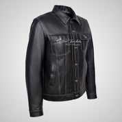 WEST Trucker Leather Jacket Cowhide Denim Biker Shirt Jacket