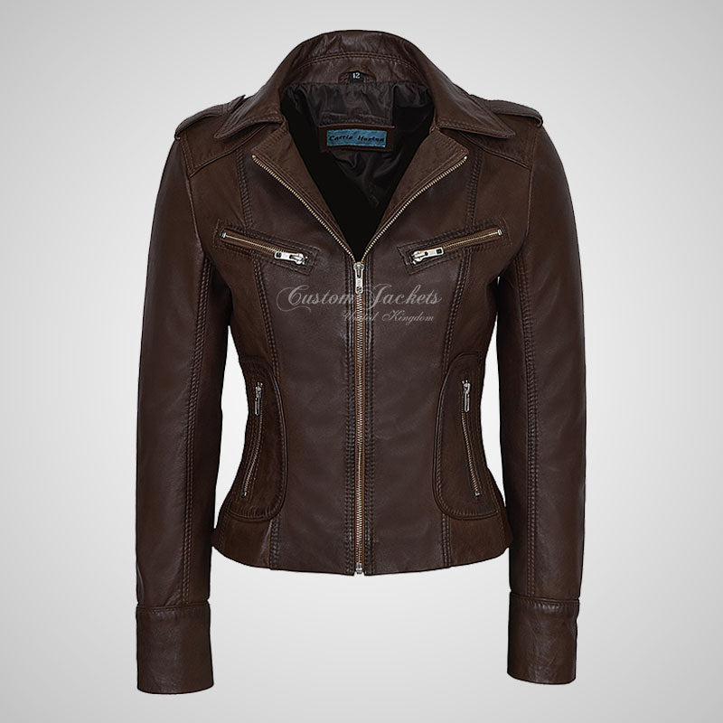 BLAZE Leather Biker Leather Jacket For Women Soft Lambskin Leather