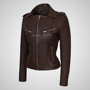 BLAZE Leather Biker Leather Jacket For Women Soft Lambskin Leather