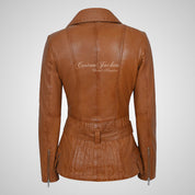 MOLLY Women Belted Biker Leather Jacket Lambskin Leather