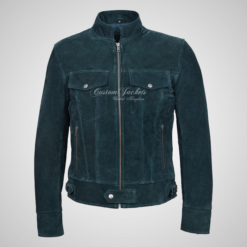 ROADSTRE Men's Suede Biker Jacket - Soft Calf Suede Leather