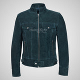 ROADSTRE Men's Suede Biker Jacket - Soft Calf Suede Leather