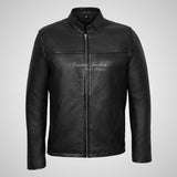 NATE Men's Black Leather Biker Jacket