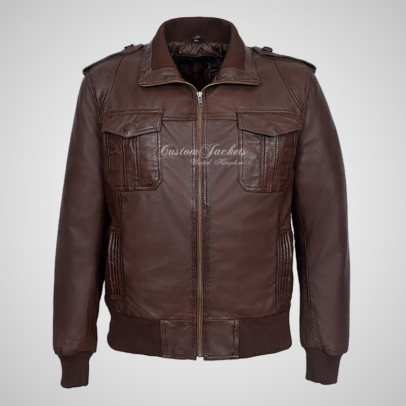 Carter Men's Leather Bomber Jacket Soft Lambskin Napa Jacket