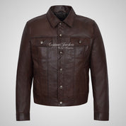 WEST Trucker Leather Jacket Denim Style Shirt Jacket