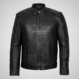 CALEB Biker Style Leather Jacket For Men