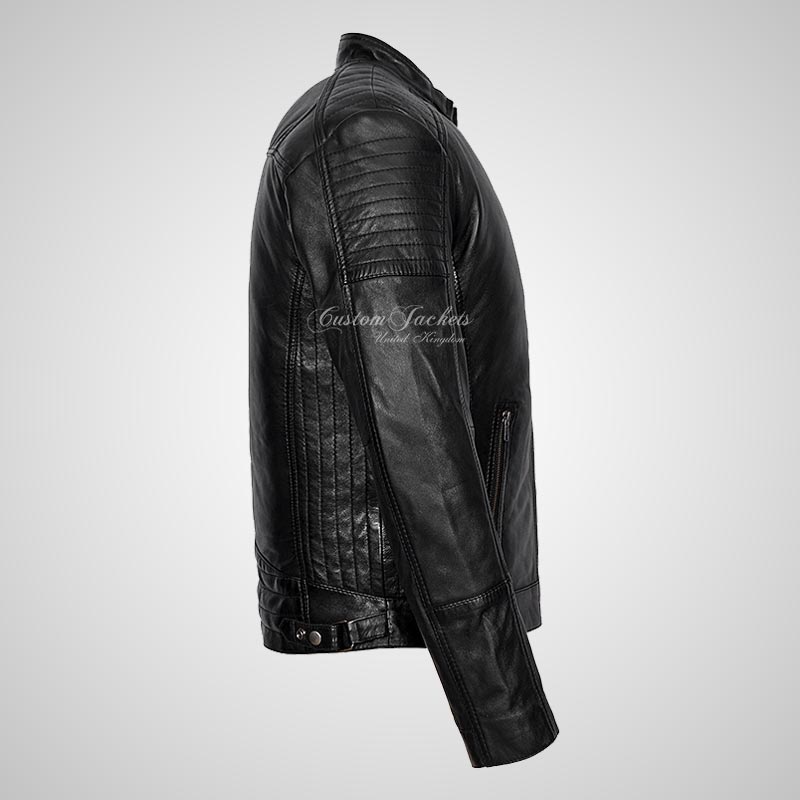 CALEB Biker Style Leather Jacket For Men