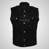 WEST Trucker Suede Gilet Vest Sleeveless Jacket Waistcoat