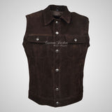 WEST Trucker Suede Gilet Vest Sleeveless Jacket Waistcoat