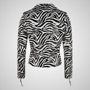 BRANDO Ladies Leather Biker Jacket in Zebra Print