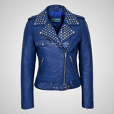 REBEL CHIC Studded Leather Biker Jacket for Women