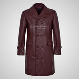 U-BOAT Double Breasted Long Military Style Leather Coat