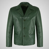 AMERICANA Green Leather Blazer Biker Leather Blazer Jacket