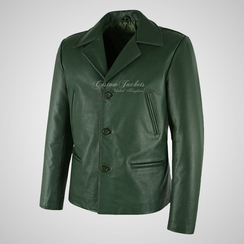 AMERICANA Green Leather Blazer Biker Leather Blazer Jacket