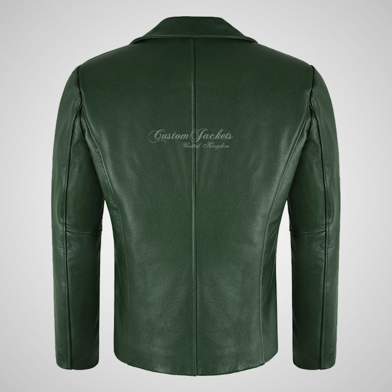 AMERICANA Green Leather Blazer Biker Leather Blazer Jacket