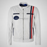 SMART RANGE White Biker Leather Jacket For Men