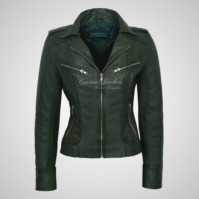 BLAZE Leather Biker Leather Jacket For Women Soft Lambskin Leather