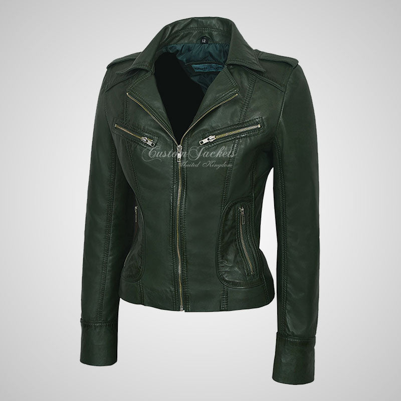 BLAZE Leather Biker Leather Jacket For Women Soft Lambskin Leather