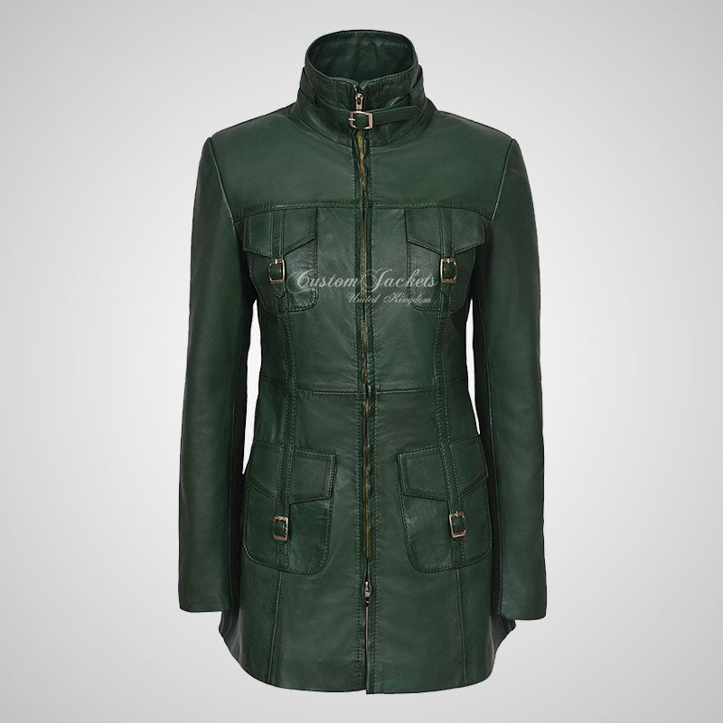 GINVERA Ladies Hip Length Blouson Jacket Soft Lambskin Leather