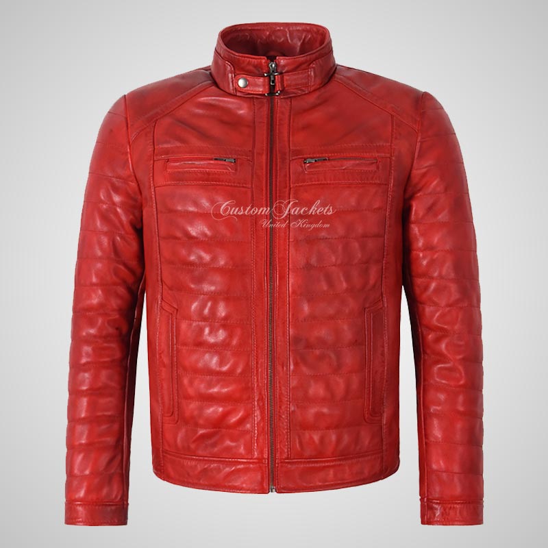 HAWORTH Men's Puffer Leather Jacket Padded Jacket