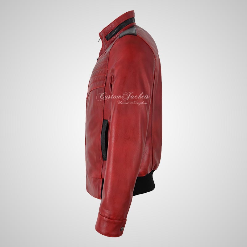 APOLLO Men's Leather Sports Bomber Jacket