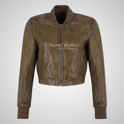 ROMA Women Cropped Leather Bomber Jacket