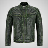 URIAH Mens Vintage Leather Biker Jacket Soft Lamb Napa Leather