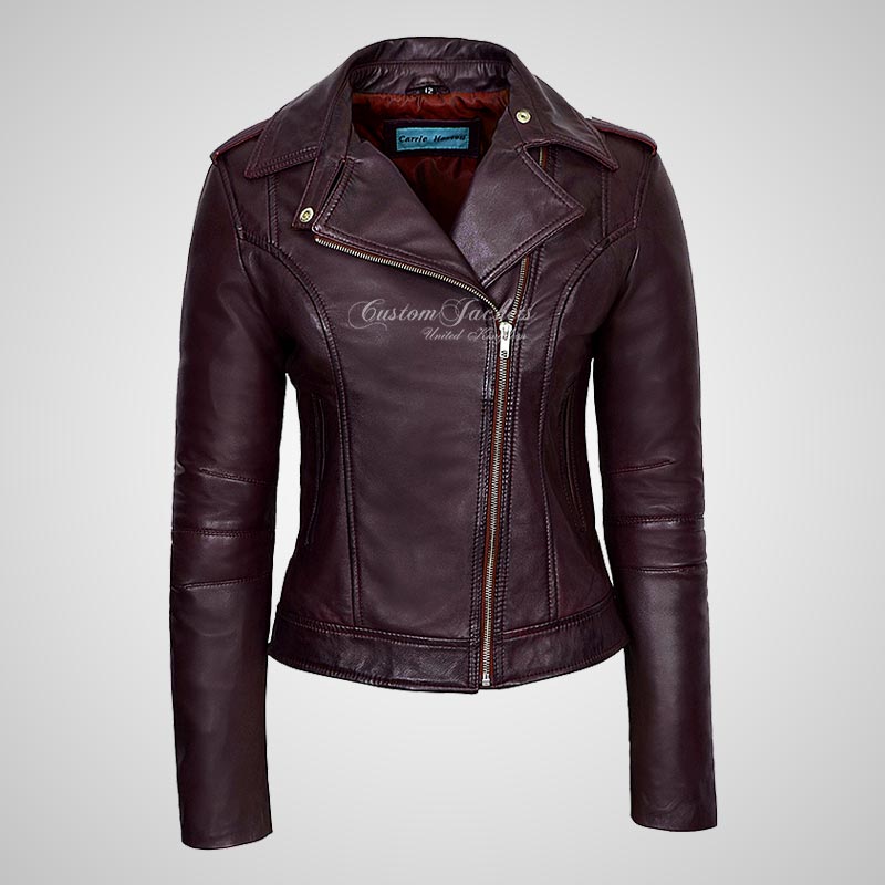 BRYNN Womens Leather Biker Jacket