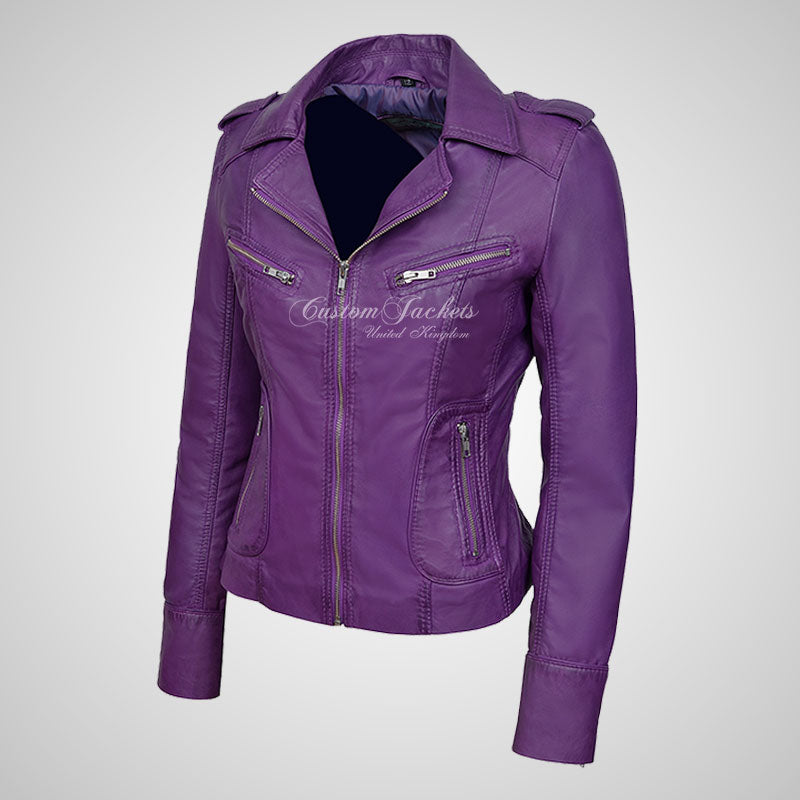 BLAZE Leather Biker Leather Jacket For Women Soft Lambskin Leather