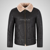 PEDLAR Shearling Sheepskin Aviator Jacket Brown