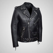 MARLON BRANDO Mens Studded Biker Leather Jacket Moto Leather Jacket