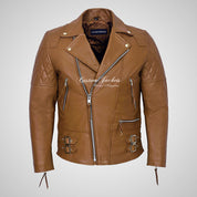 HIGHWAY Mens Leather Biker Jacket Cowhide Leather Jacket