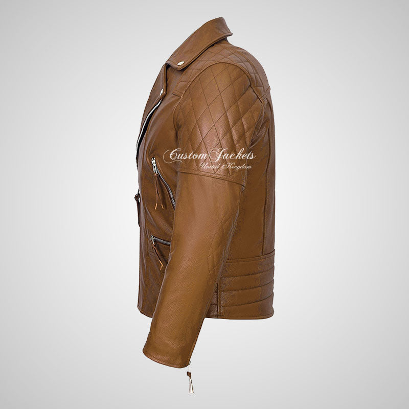 HIGHWAY Mens Leather Biker Jacket Cowhide Leather Jacket