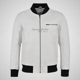 SEVENTIES 70’s Men's White Leather Bomber Jacket