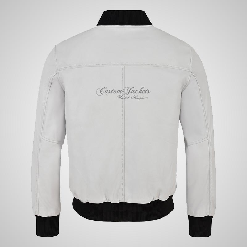 SEVENTIES 70’s Men's White Leather Bomber Jacket