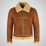 UMEA Men's Sheepskin Flying Jacket B3 Curly Fur Shearling Jacket