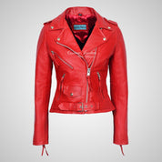 BRANDO Style Ladies Biker Leather Jacket Moto Leather Jacket