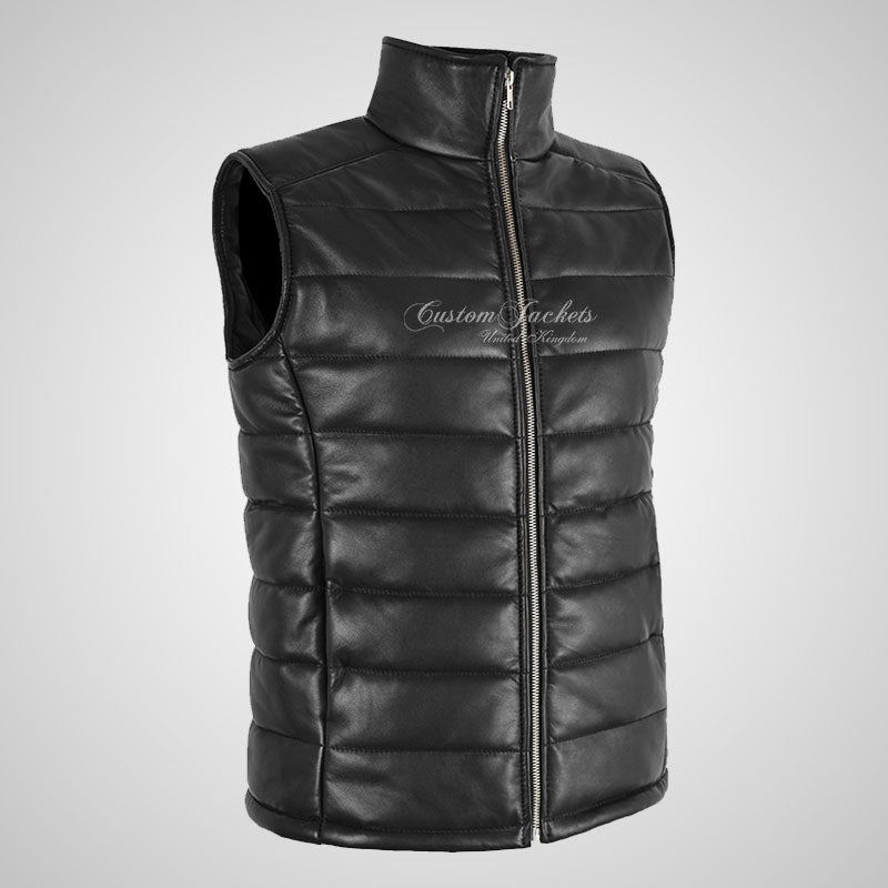BELGRADE Ladies Puffer Leather Gilet Soft Leather Padded Vest