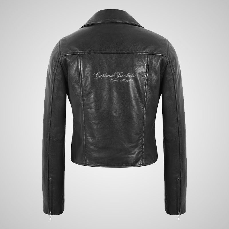 MASY Ladies Biker Leather Black Fitted Real Leather Jacket – Custom Jackets