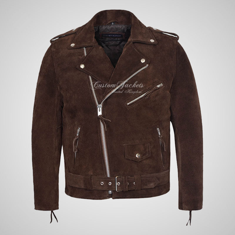 MARLON BRANDO Mens Suede Biker Jacket Suede Leather Jacket
