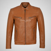 RAGE Mens Leather Fashion Biker Jacket Soft Leather