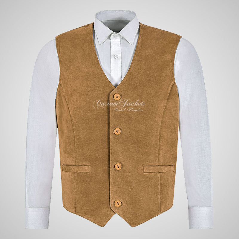 YORK Men's Suede Waistcoat Formal Partywear Vest